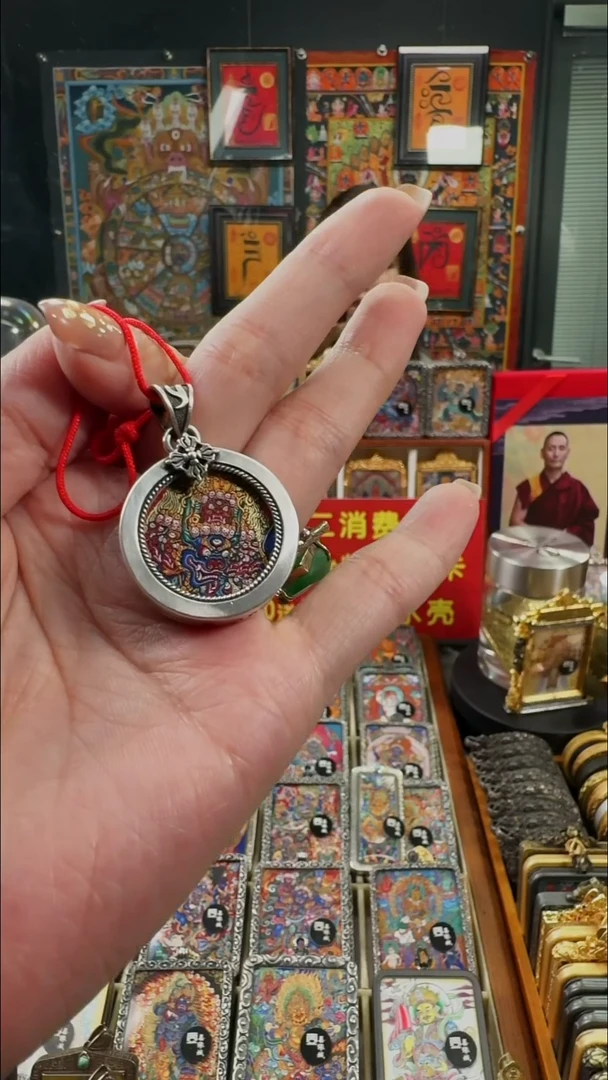 吊坠小**曼壹善缘城手绘唐卡大威德f面