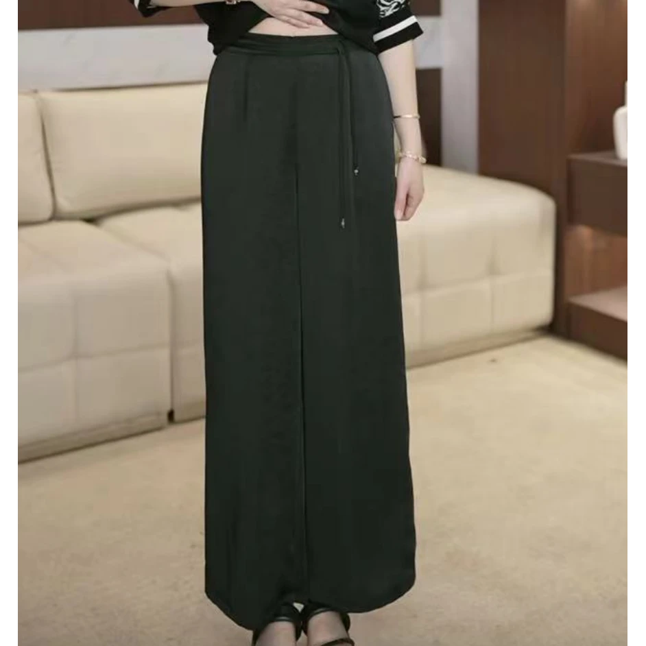 国风新中式妈妈装夏季宽松直筒裤百搭休闲裤薄款松紧腰阔腿裤3036