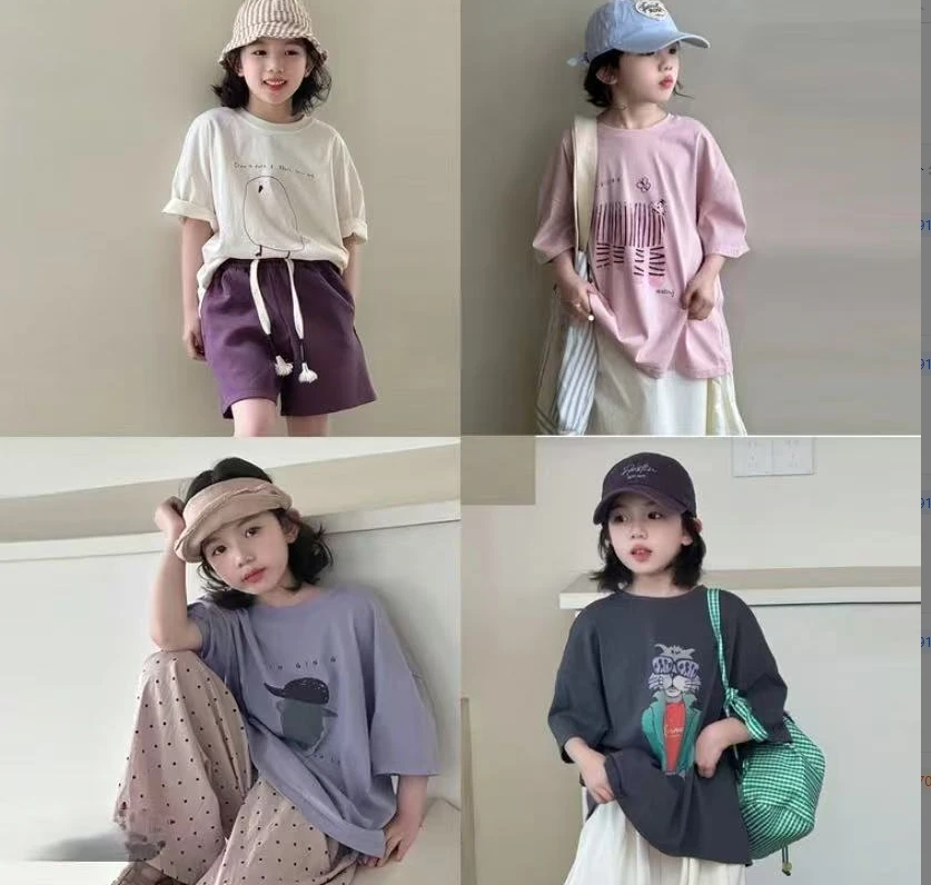 2025夏季亲子款短袖时髦儿童韩版宽松印花T恤百搭打底