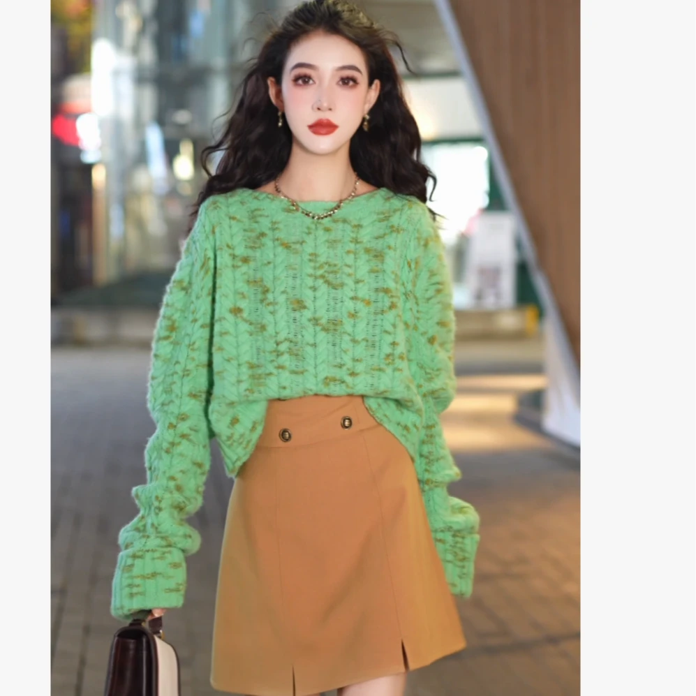 AMASS阿玛施 新款保暖百搭羊毛针织长袖圆领上衣5399621