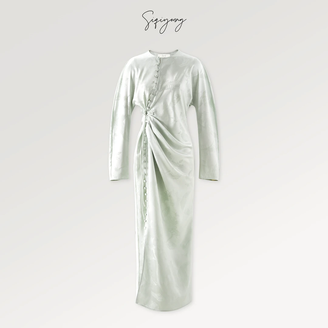 SIQIYOUNG【Maggie精选】只此青绿系列-腰部褶皱连衣裙