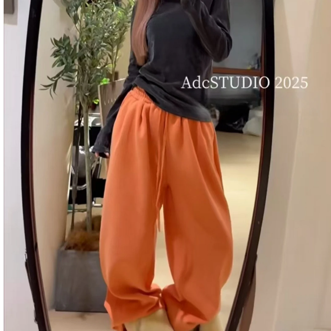 韩代加绒休闲裤阔腿裤東room原版裤长107体重80-150