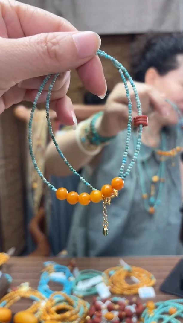 未镶嵌蜜蜡裸石多样性发一件设计款微笑链