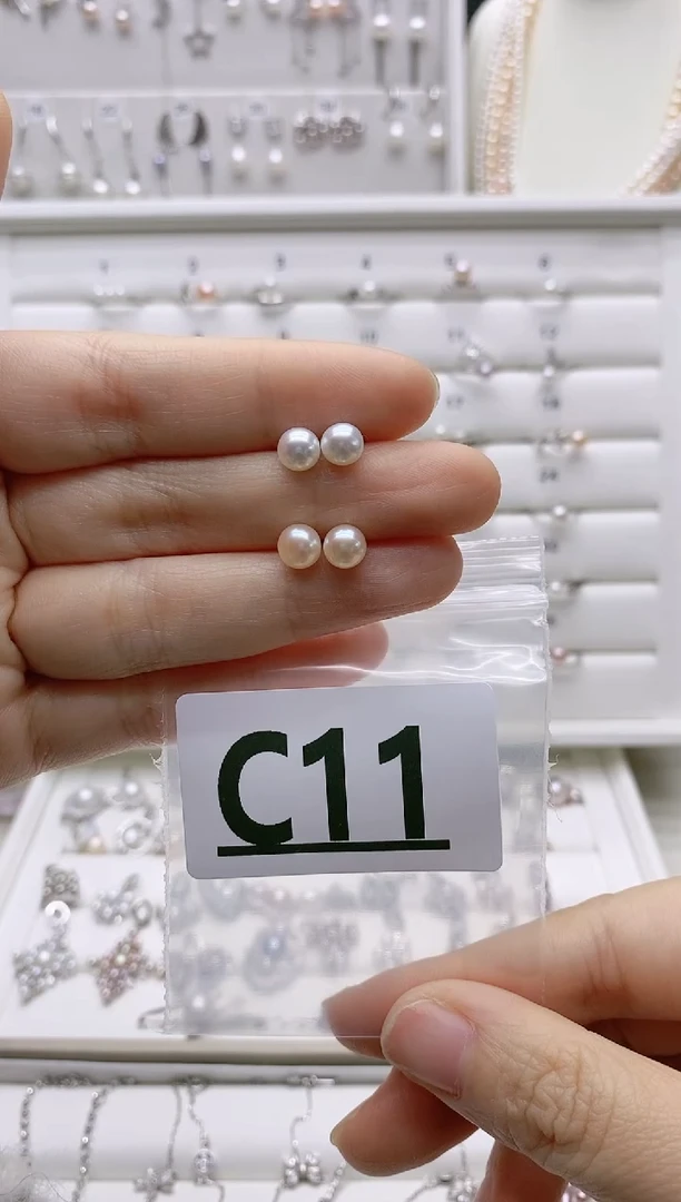 银S925镶嵌无淡水珍珠承*C11