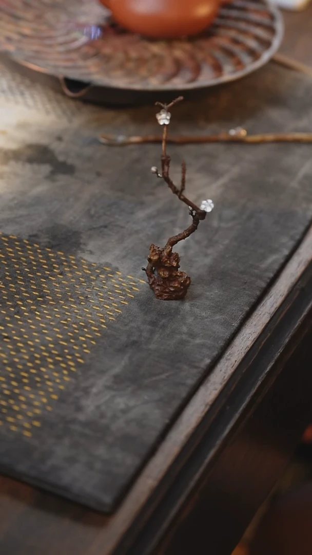 石梅香插 孤品纯铜加银 手工