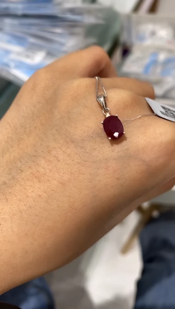 颈饰银S925镶嵌红宝石吊坠