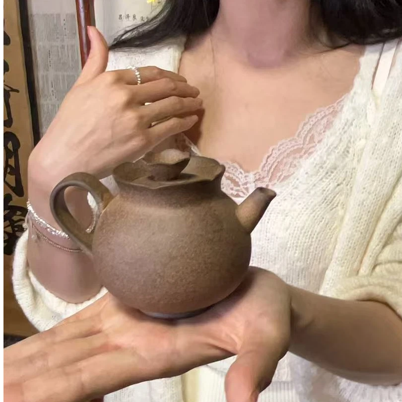 原矿紫泥花瓶壶祥玉款磨砂感老岩泥