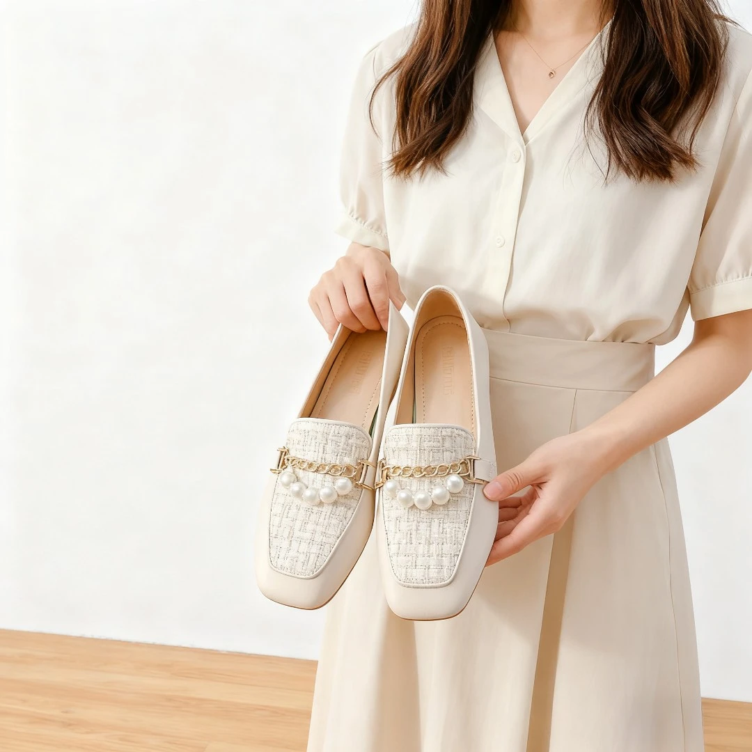 秋款小香风包头平底女鞋2025年春秋新款百搭气质温柔仙女风豆豆鞋