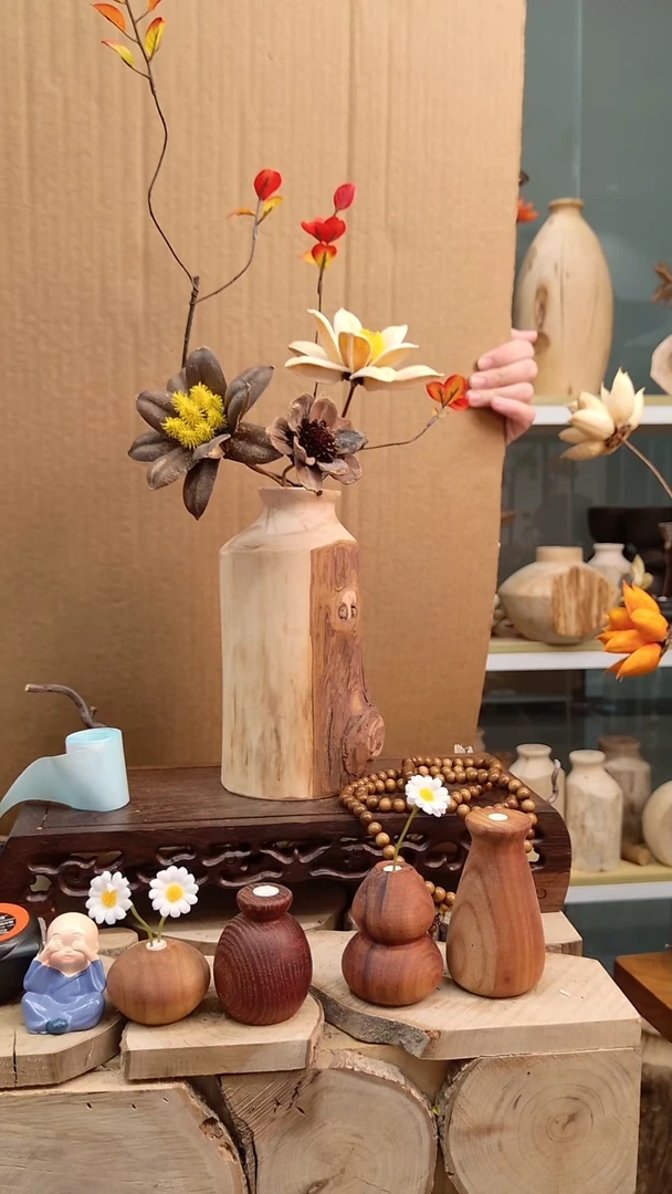 木实木花瓶配花一套