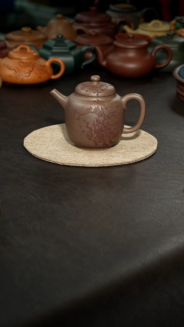 茶壶紫砂13汲直壶，汪达明全手工，青灰段，230cc