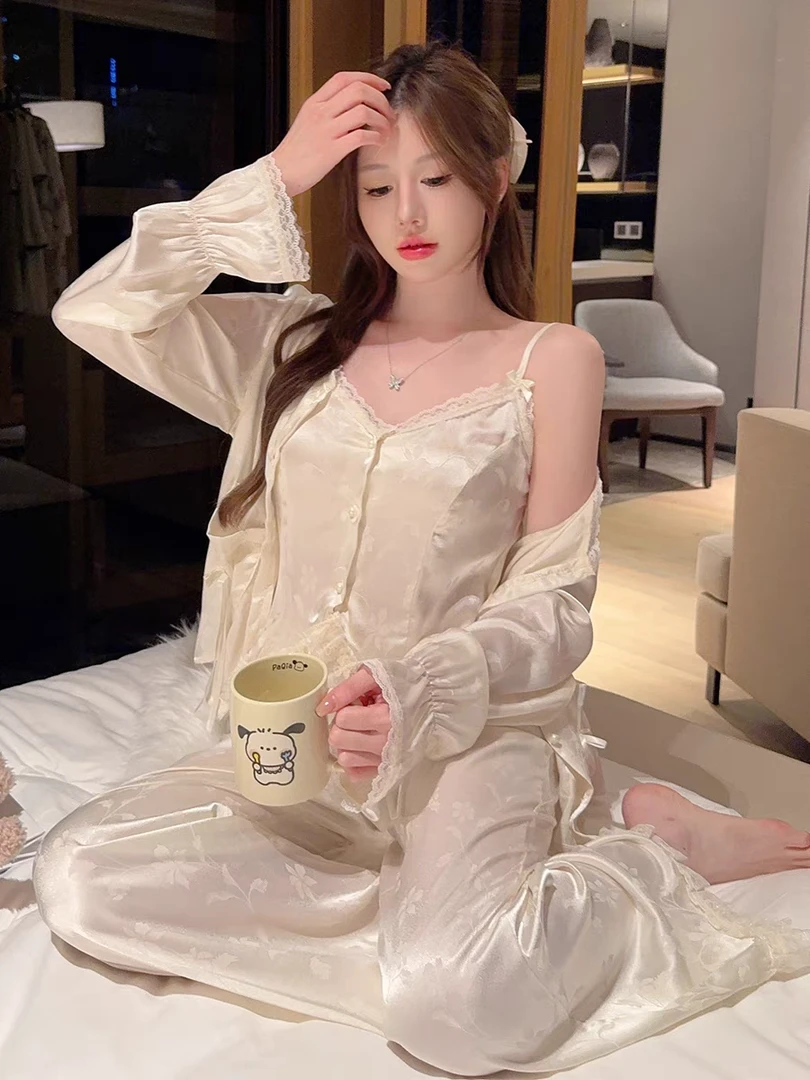 四号【401-450】西米春夏长袖长裤睡衣家居服套装韩版女显瘦宽松Dd