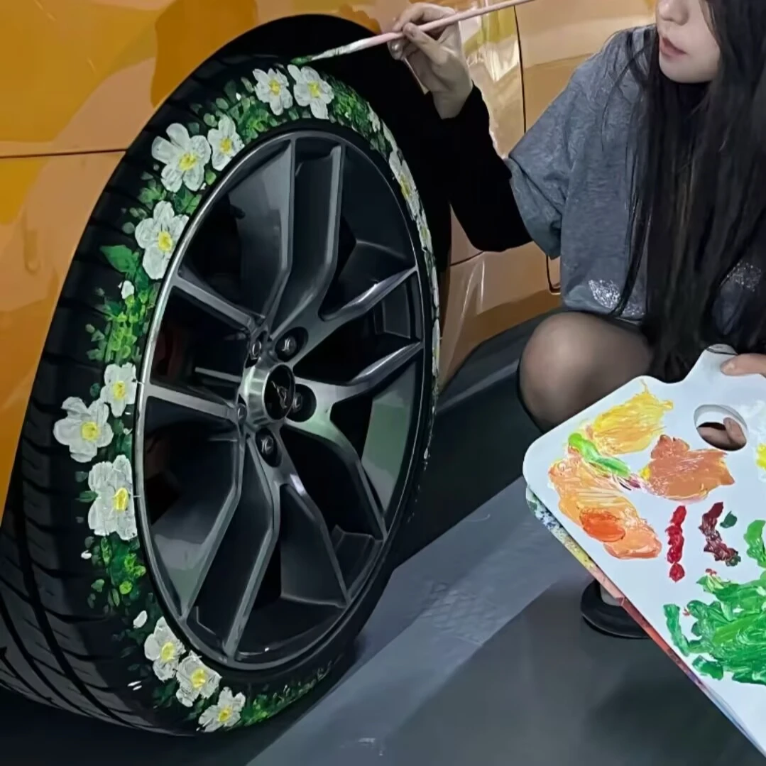 一路生花轮胎手绘涂鸦丙烯颜料防水防晒不掉色套装油画颜料调和液