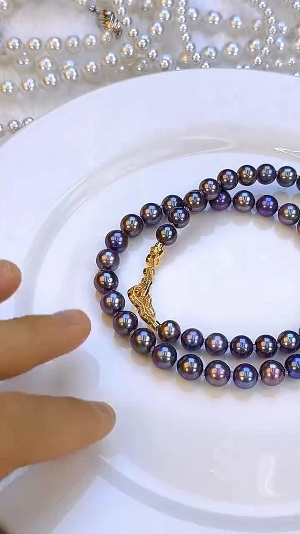 项链银S925镶嵌淡水珍珠7-8