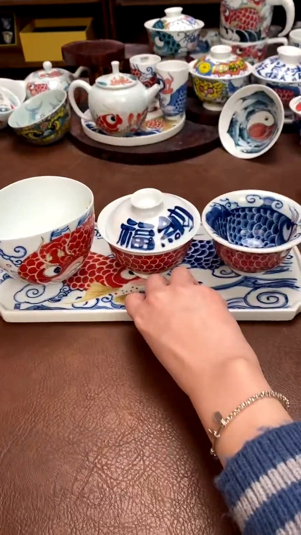 【闪购商品】龙鱼四件套景德镇昨明陶瓷