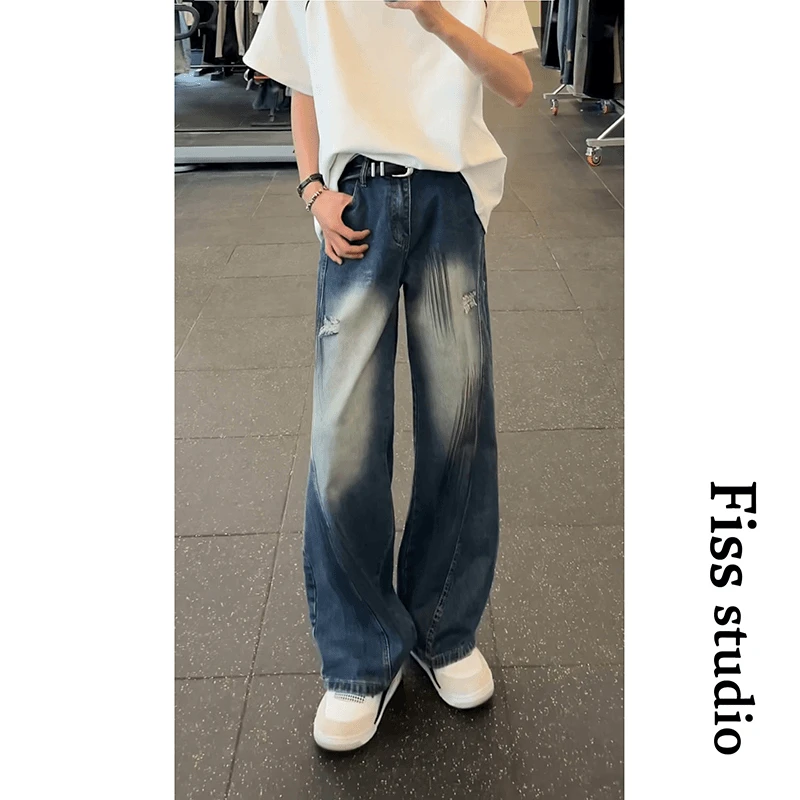 春秋季牛仔裤男款爆款2025新款直筒宽松hiphop男裤青少年男装裤子