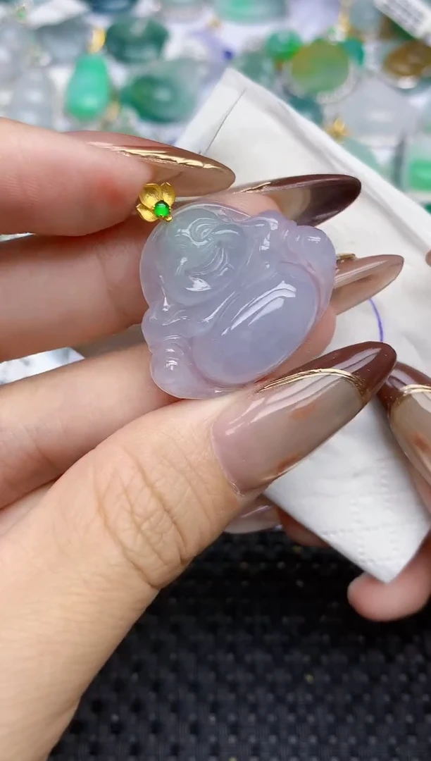 颈饰18K金镶嵌翡翠151   天然翡翠A货  百元以上9米证书费自理