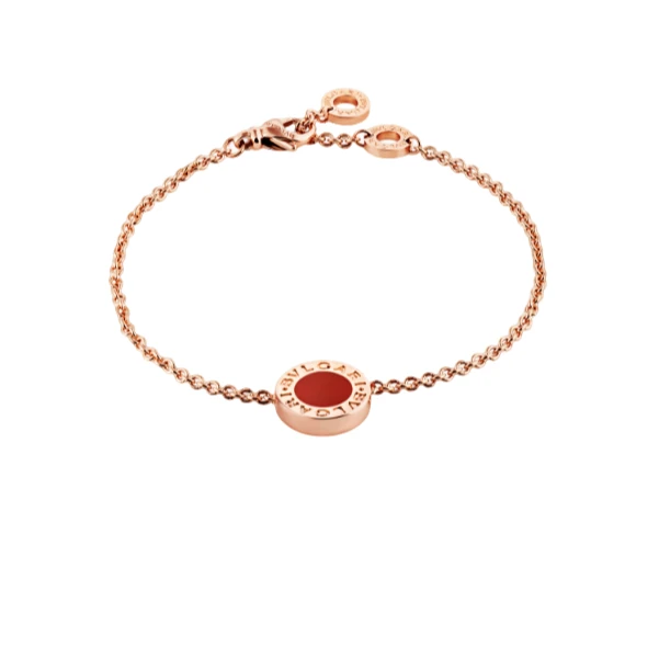 99新 BVLGARI/宝格丽 宝格丽圆饼红白双色玫瑰金手链