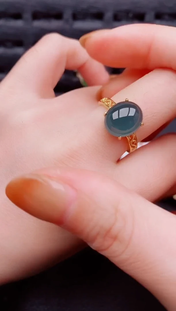 【闪购商品】翡翠戒指银S925镶嵌天然a货翡翠1171