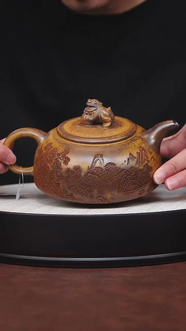 茶壶紫砂宜兴紫砂 龙威半月