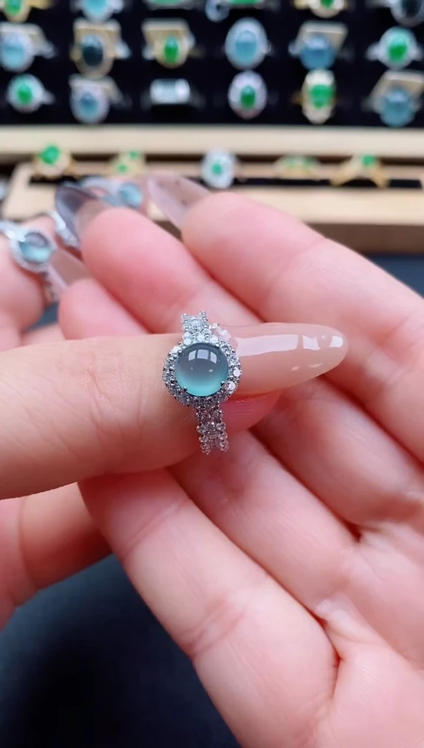 银S925镶嵌戒指翡翠1