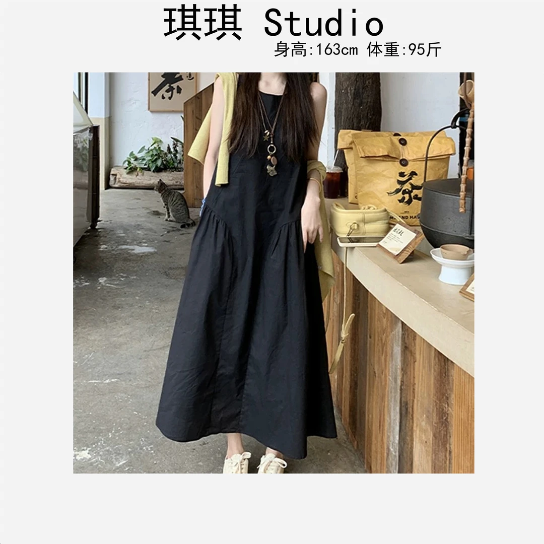 《琪琪家》春夏季新款潮流气质时尚显瘦减龄无袖百搭连衣裙836-N