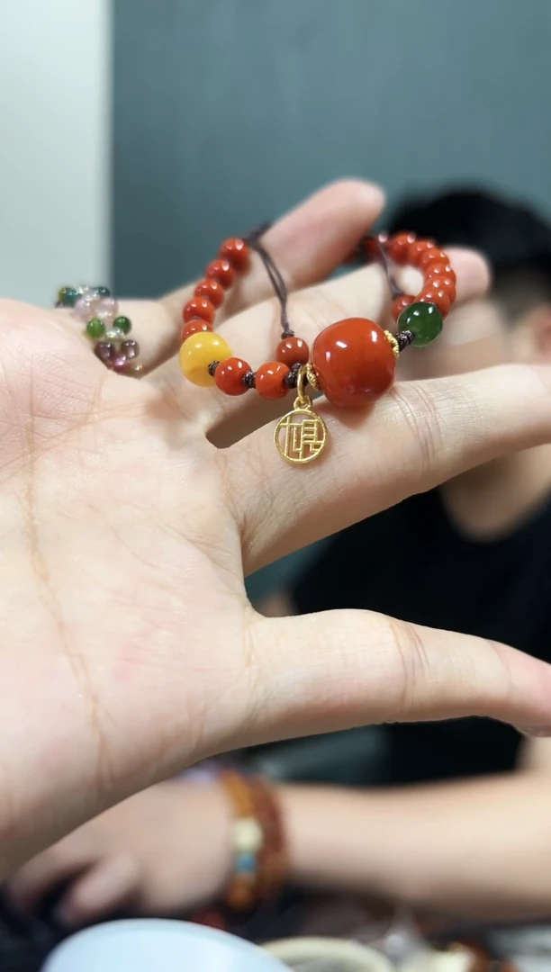 贝壳手串/手链橙***鱼编绳N红单圈