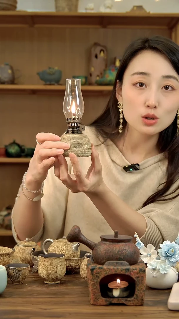 言野手作 粉引仿古油灯