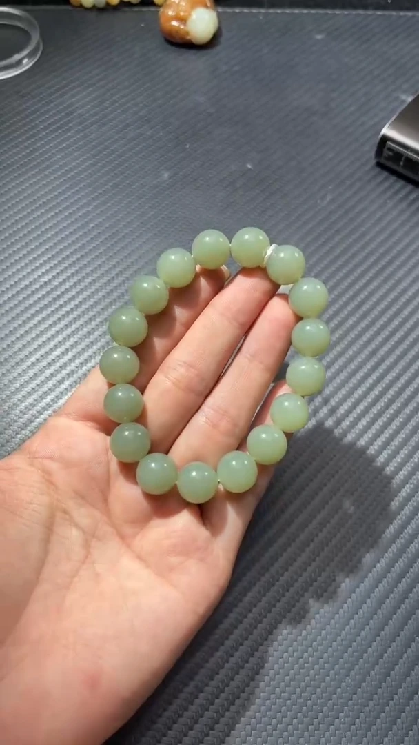 未镶嵌手链和田玉且末青白玉且末蓝手串卡12微色差