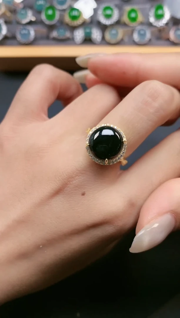 翡翠戒指银S925镶嵌111111111