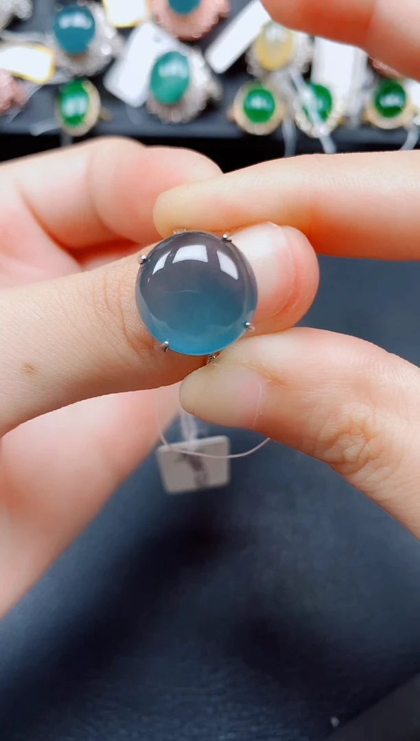 翡翠戒指银S925镶嵌翡翠