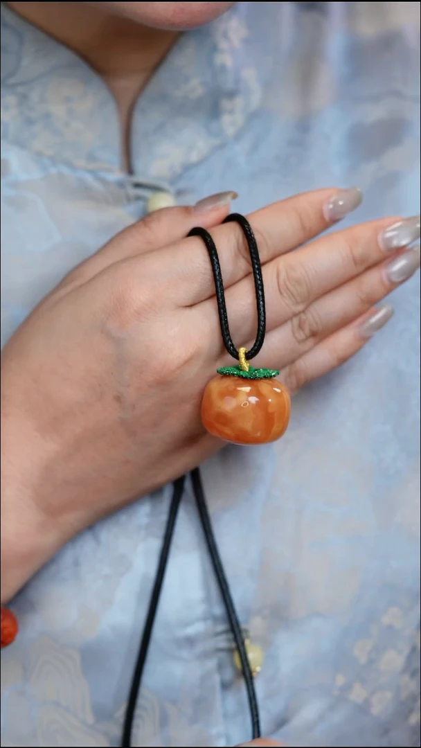 蜜蜡吊坠(不含链)未镶嵌天然蜜蜡柿柿如意墩墩吊坠 赠绳