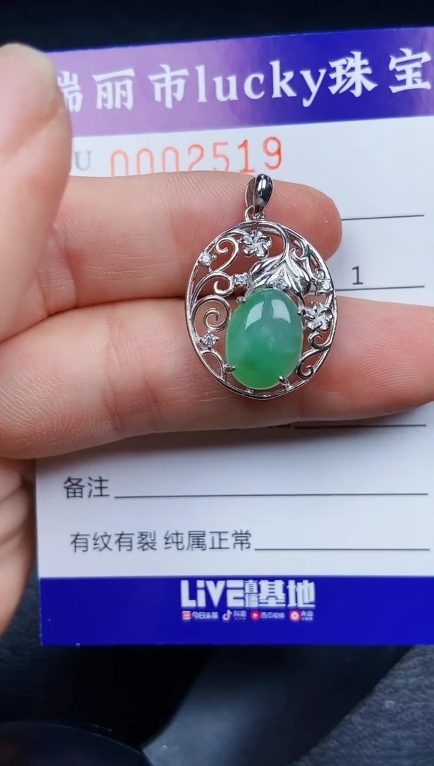 翡翠银S925镶嵌颈饰2519