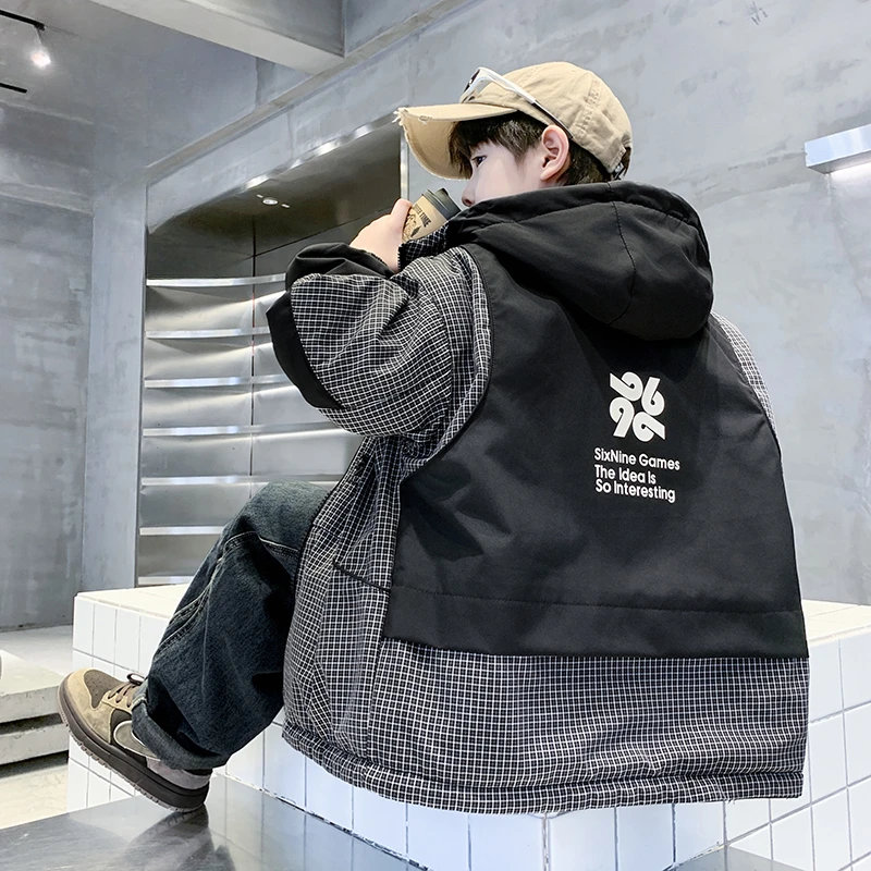 儿童装男童冬装加绒双面穿外套2025新款中大童秋冬款男孩加厚冬季