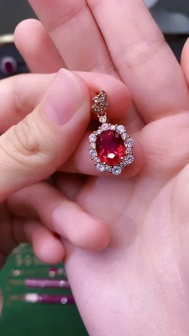 颈饰银S925镶嵌红宝石189