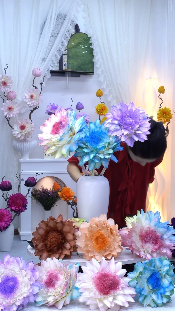 永生洋蓟浅彩虹【叶片小伤】+春日青+蓝紫渐变0726