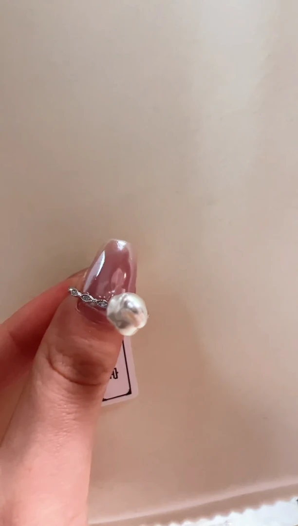 银S925镶嵌海水珍珠DA 澳白keshi戒指  xp007