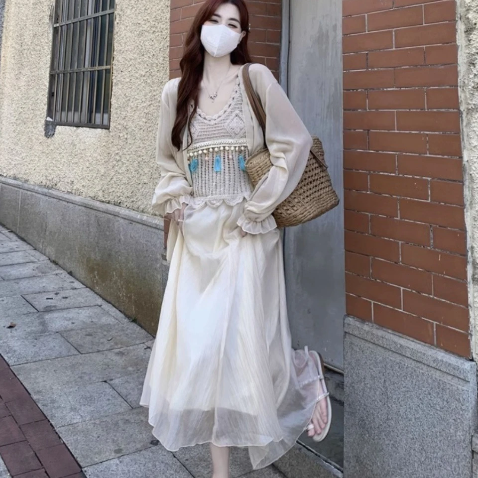 夏季流苏三件套半身裙吊带三件套春夏