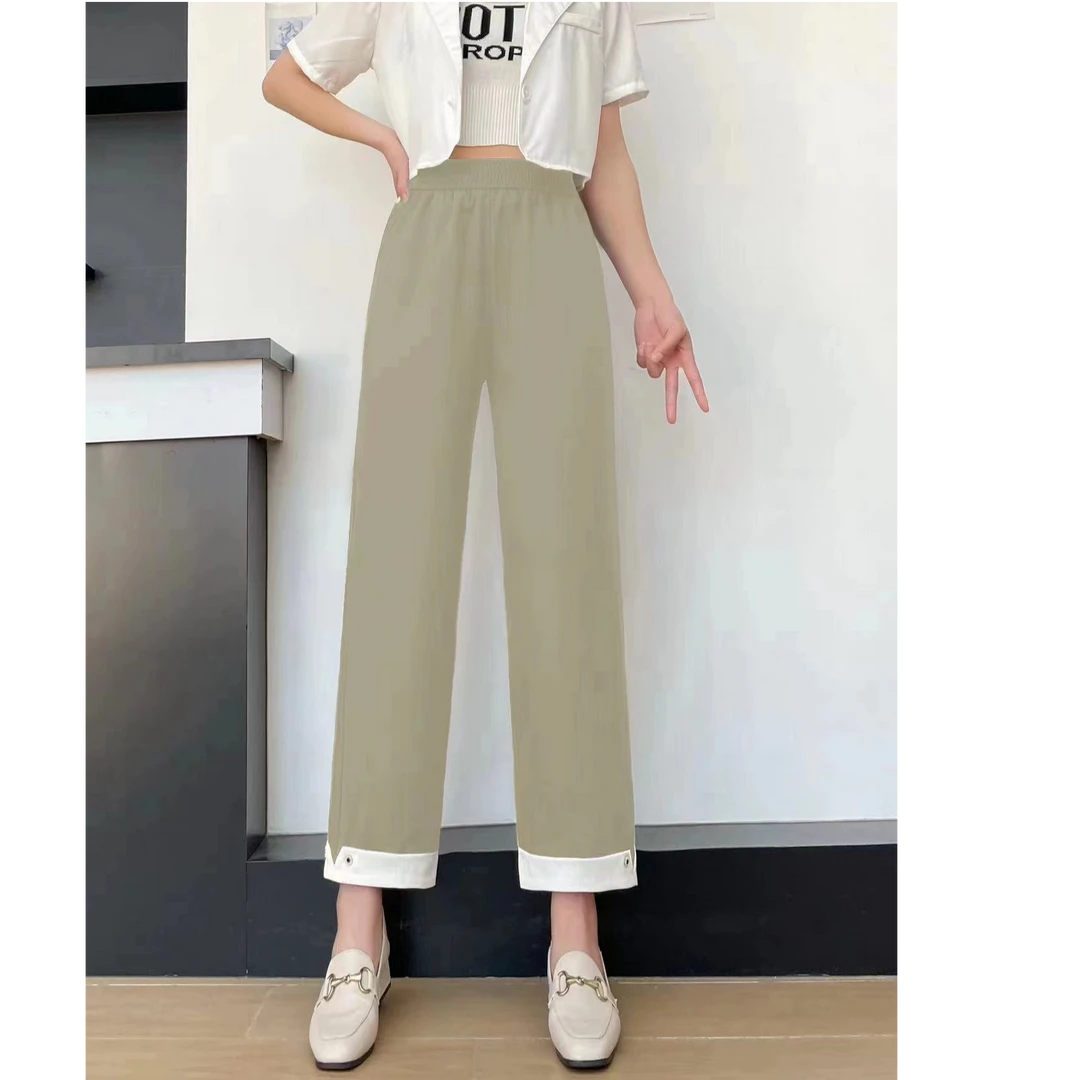 日韩系简约时尚夏季休闲高腰垂感百搭直筒裤