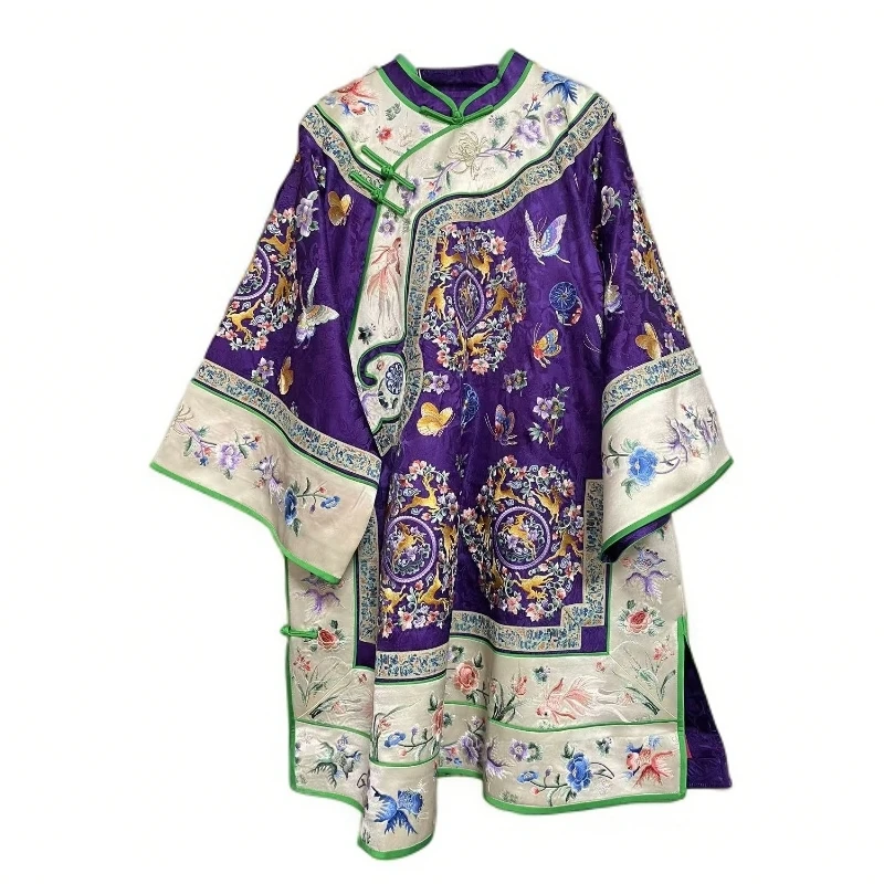 瑜玥传琦原创新款宝相奔鹿重工刺绣太太服斜襟盘扣中式女装上衣