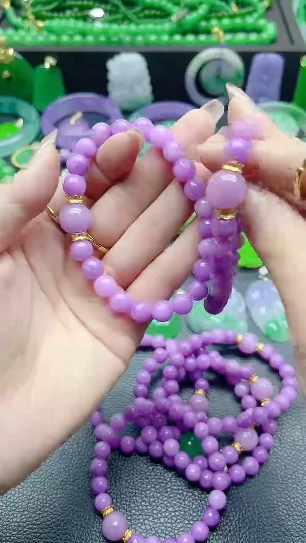 翡翠未镶嵌颈饰8mm紫单珠手串