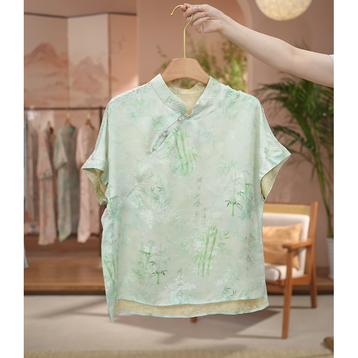 《 舞韵典雅-短袖》新中式提花国风时尚休闲防晒透气短袖上衣