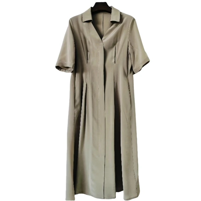 【WLL】压褶通勤风套头高腰A字裙挂脖L5818