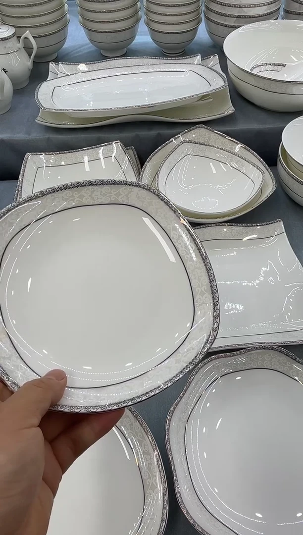 骨瓷玲珑7方6个