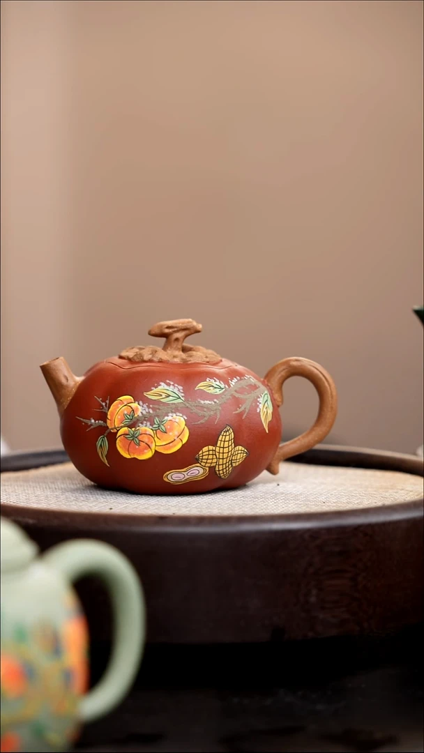 茶壶紫砂朱泥粉浆柿子壶好事发生
