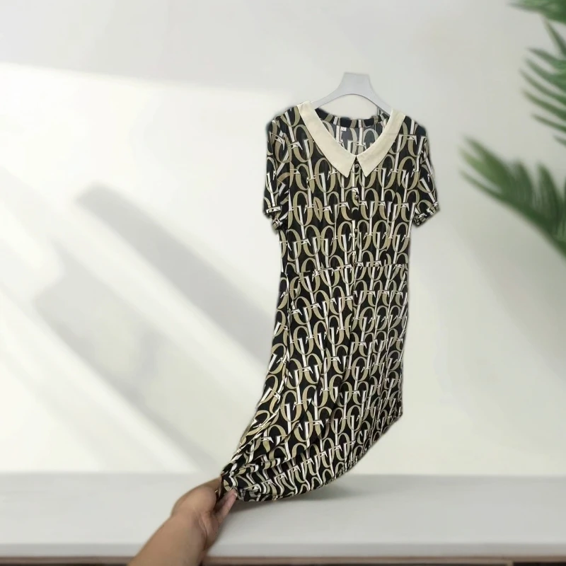 10268-连衣裙女夏季新款连衣裙有遮肉显瘦气质过膝裙【F仓】