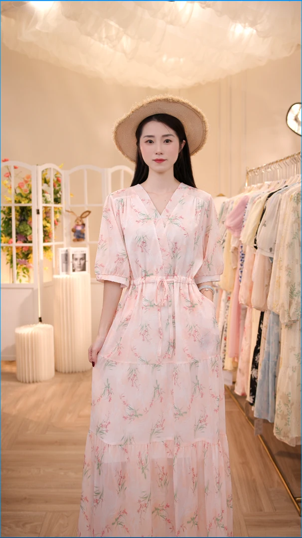 [BR定制]夏季新款连衣裙法式温柔碎花温柔收腰显瘦减龄气质长裙