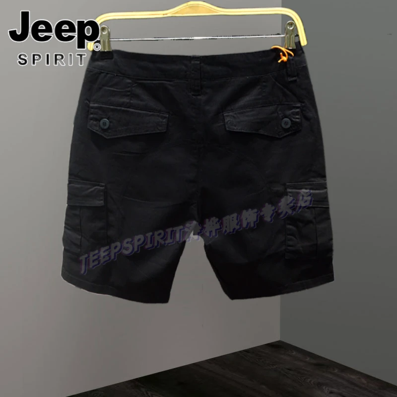 Jeep吉普宽松运动工装五分裤夏季潮牌透气沙滩裤纯色薄款男士短裤