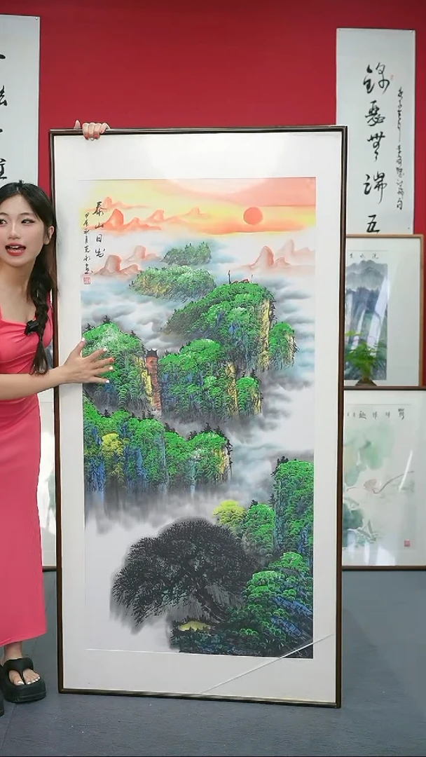 国画163*83手绘作品带框