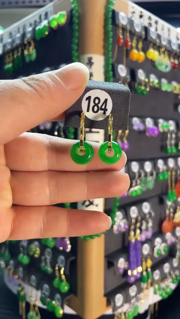 【闪购商品】翡翠耳饰银S925镶嵌老184