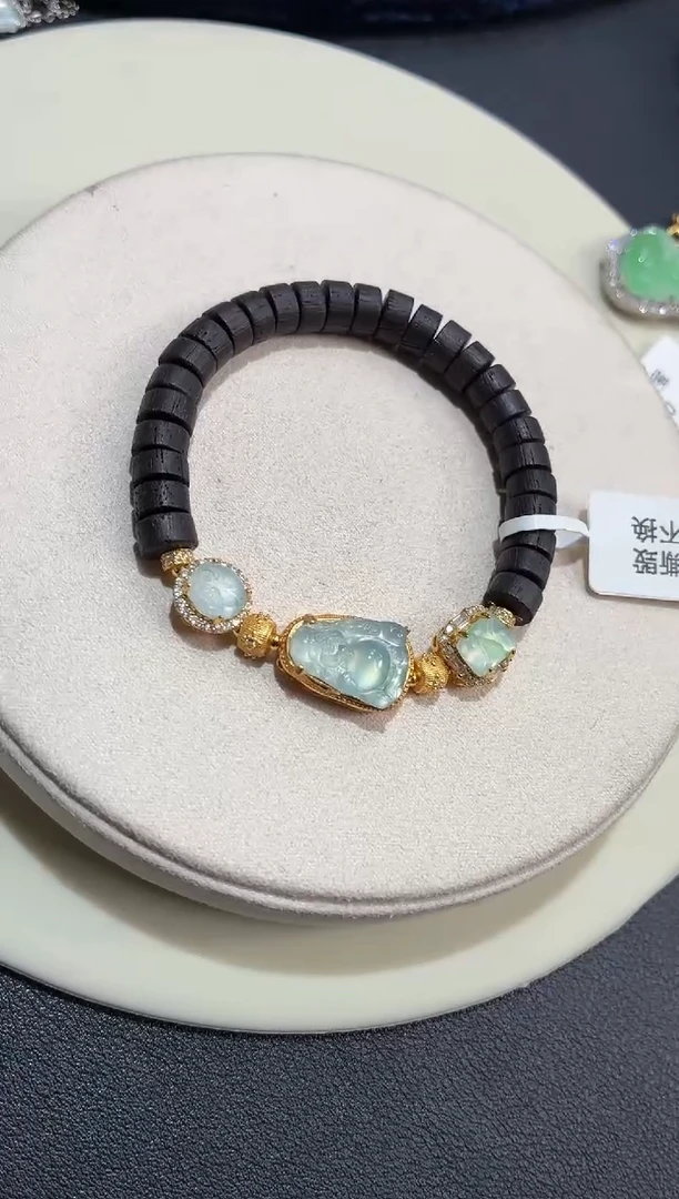 吊坠(不含链)银S925镶嵌翡翠手串
